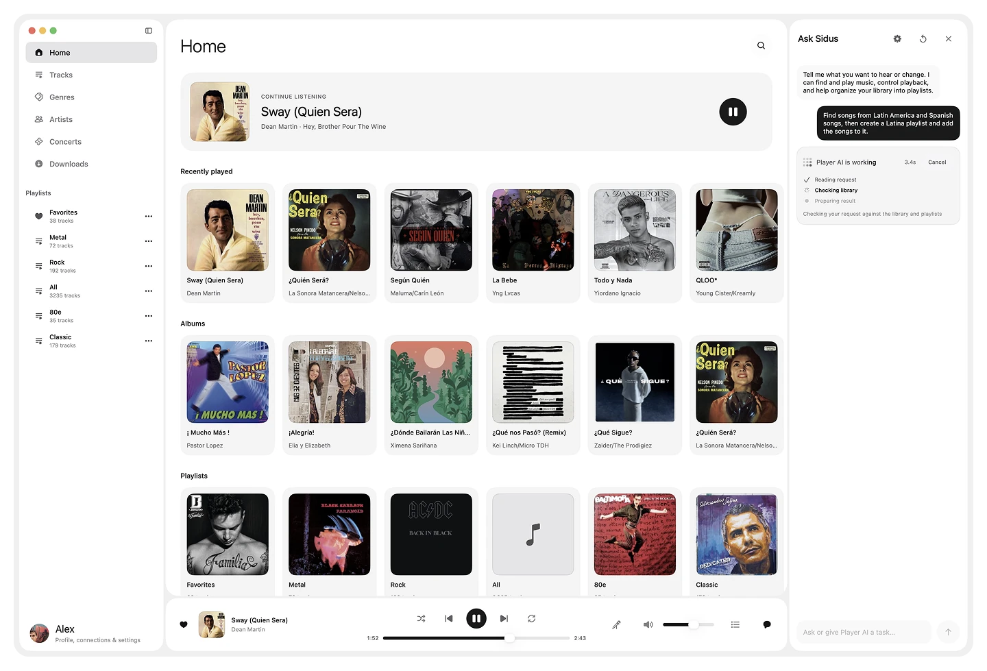 Player AI checking the Sidus library while preparing a playlist